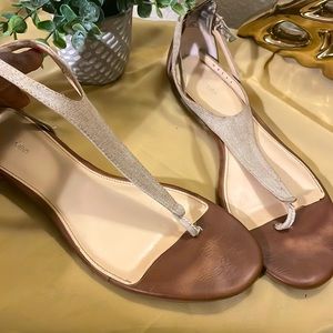 Tan Calvin Klein Thong toe sandals